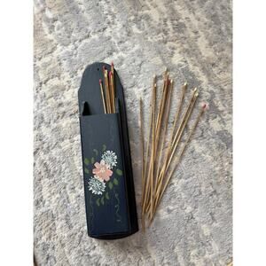 Vintage Hand-Painted Folk Art Wooden Wall Match Holder
